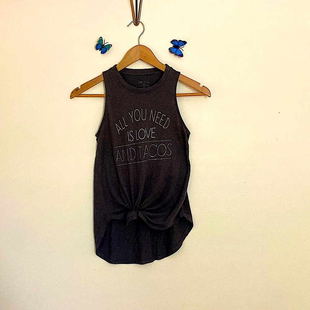 “All you need is love and tacos” tank top